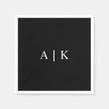 Elegant Monogram Initials Napkin Customisable 