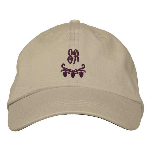 Elegant Monogram Initials Personalised Embroidered Hat (Front)