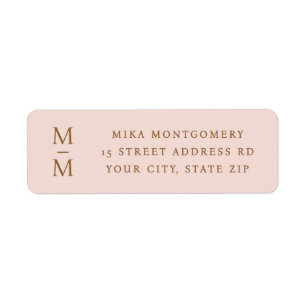 Elegant monogram initials pink return address