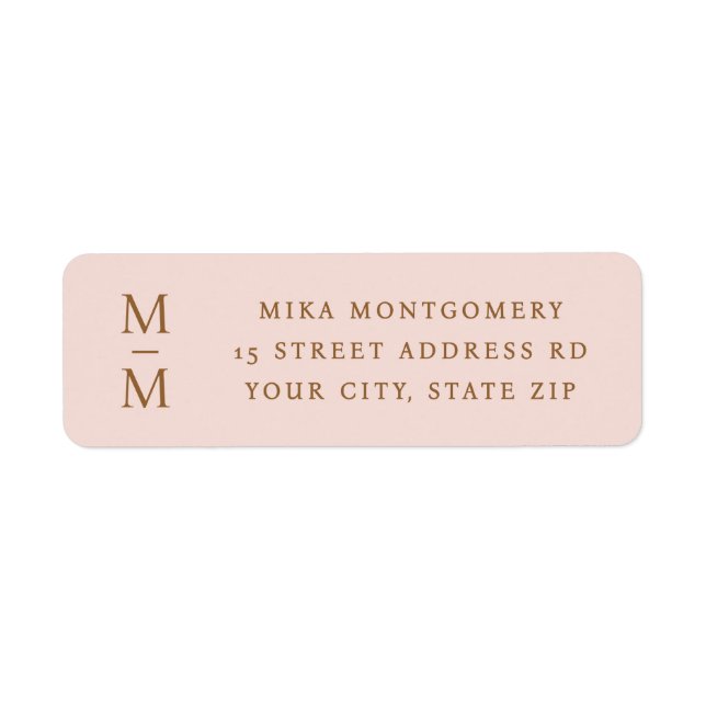 Elegant monogram initials pink return address (Front)