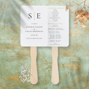 Elegant Monogram Initials Wedding Program Hand Fan