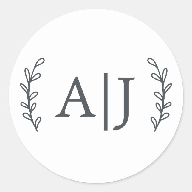 Elegant Monogram Initials Wedding Return Address Classic Round Sticker (Front)