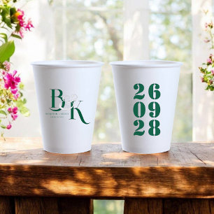 Elegant Monogram Initials Wedding Shower Party  Paper Cups