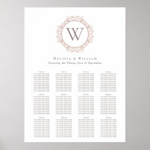 Elegant Monogram Insignia Wedding Seating Poster