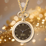 Elegant Monogram Ladies Brown Gold Necklace Watch<br><div class="desc">Custom, personalised, ladies womens stylish retro vintage style necklace alloy chain with alloy case watch with a polished and brushed combination finish. Go ahead create a one-of-a-kind, unique, wonderful, custom jewellery necklace watch for the special women in your life - mum, bride, wife, sister, grandma, girlfriend. Makes a great custom...</div>