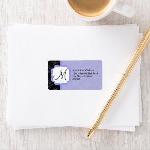 Elegant Monogram Lavender Damask Label