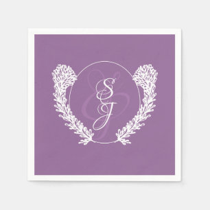 Elegant Monogram Lavender Purple Wedding Napkin