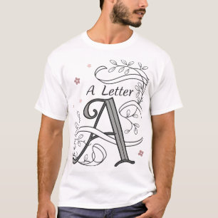 Elegant Monogram Letter A Floral Typography T-Shir T-Shirt