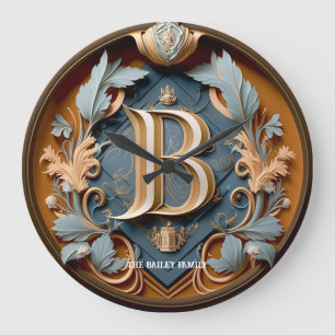Elegant monogram letter B Royal Family Name Large Clock