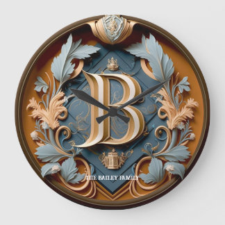 Elegant monogram letter B Royal Family Name Large Clock