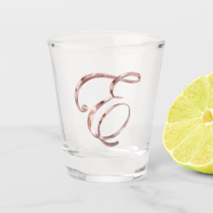 Elegant Monogram Letter E Rose Gold Chic Shot Glass