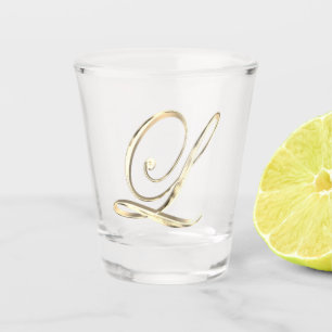 Elegant Monogram Letter L Faux Gold Chic Shot Glass
