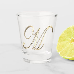 Elegant Monogram Letter M Faux Gold Chic Shot Glass