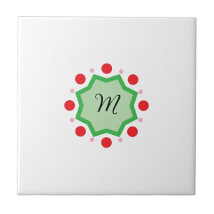 Elegant Monogram Letter M – Green Emblem with Red Tile