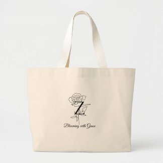 Elegant Monogram Letter Z Rose Floral "Blooming wi Large Tote Bag