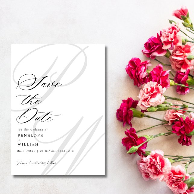 Elegant Monogram Letters Photo Wedding Save The Date (Elegant Monogram Letters Photo Wedding Save The Date)