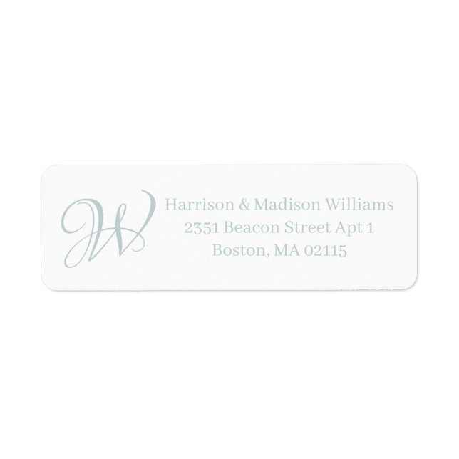 Elegant Monogram light dusty blue custom Address (Front)