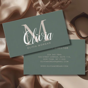 Elegant monogram logo green professional business card