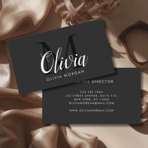 Elegant monogram logo grey black professional business card