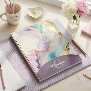 Elegant Monogram Marble Liquid Ink Planner
