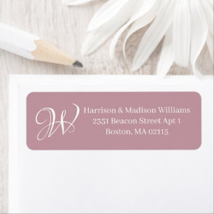 Elegant Monogram mauve custom return address