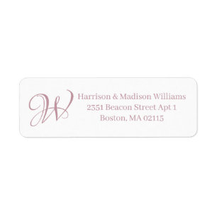 Elegant Monogram mauve white custom Address 