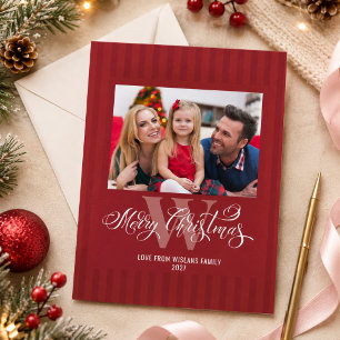 Elegant Monogram Merry Christmas Family Photo Holiday Card