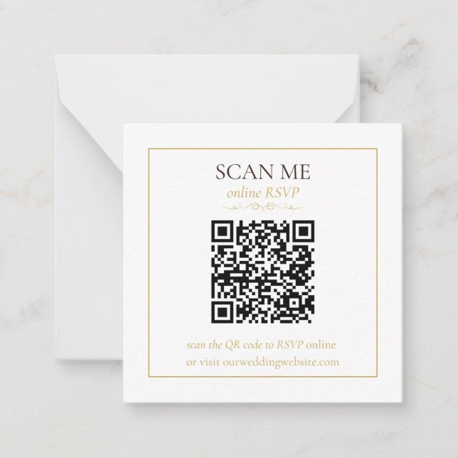 Elegant Monogram Minimal Wedding RSVP Card QR Code (Front)