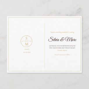 Elegant Monogram Minimal Wedding Save the Date Announcement Postcard