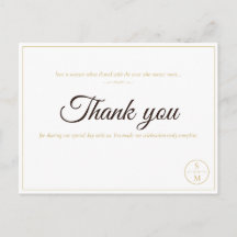 Elegant Monogram Minimal Wedding Thank You Card