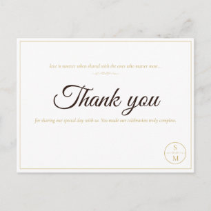 Elegant Monogram Minimal Wedding Thank You Card
