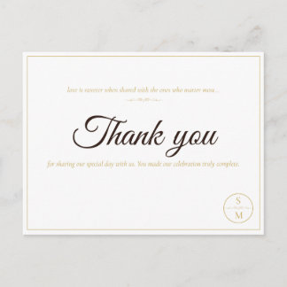 Elegant Monogram Minimal Wedding Thank You Card