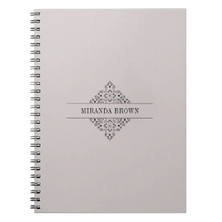 Elegant Monogram Minimalist Beige Simple Classy Notebook