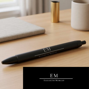 Elegant Monogram Minimalist Black Classy Stylish Ink Pen