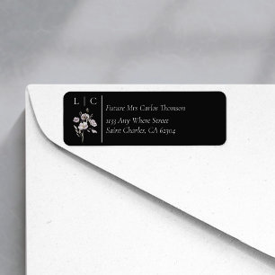 Elegant monogram minimalist black RSVP address