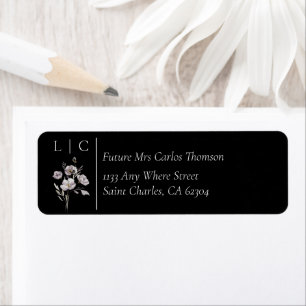 Elegant monogram minimalist black RSVP address