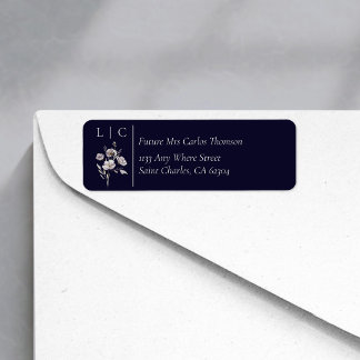 Elegant monogram minimalist dark navy RSVP address