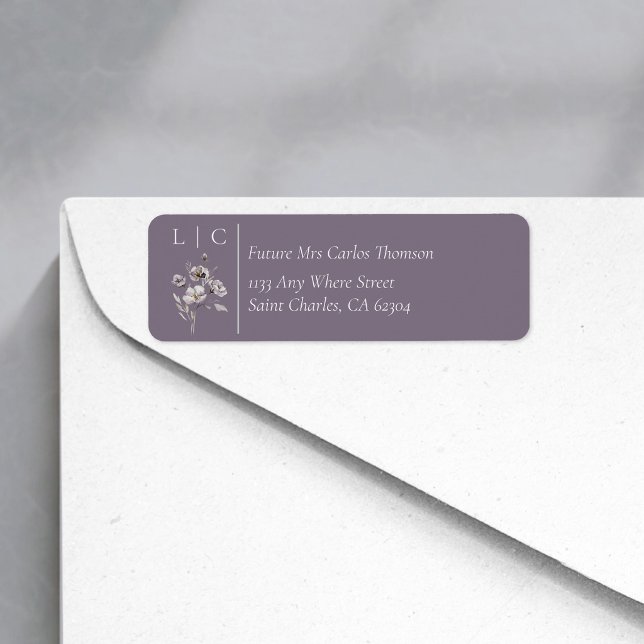 Elegant monogram minimalist dark purple RSVP  (Creator Uploaded)