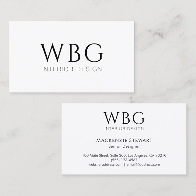 Elegant Monogram Minimalist Professional Business Card (Front/Back)