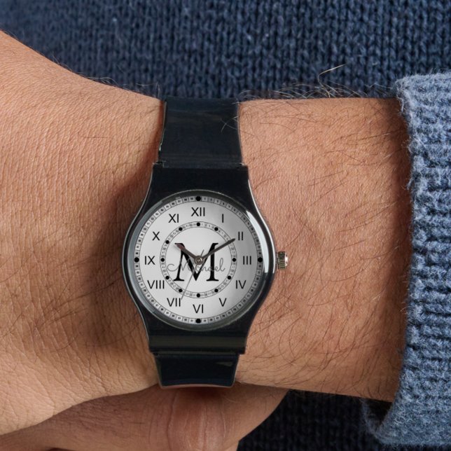 elegant monogram minimalist Silicone Strap black Watch (Creator Uploaded)