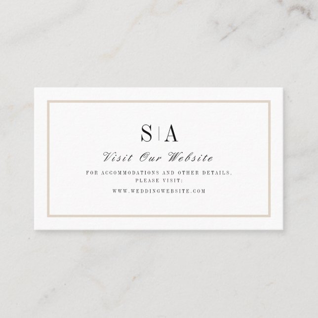 Elegant monogram minimalist website Insert card (Front)
