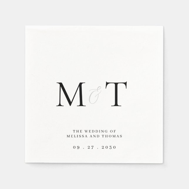 Elegant Monogram Minimalist Wedding Napkin (Front)