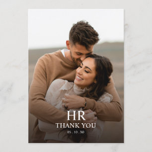 Elegant Monogram Minimalist Wedding Photo Thank You Card
