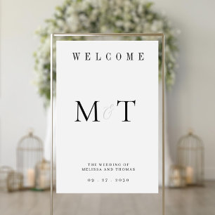 Elegant Monogram Minimalist Wedding Welcome Acrylic Sign
