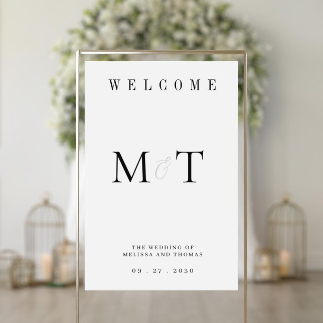 Elegant Monogram Minimalist Wedding Welcome Acrylic Sign (Creator Uploaded)