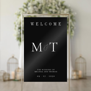 Elegant Monogram Minimalist Wedding Welcome Acrylic Sign