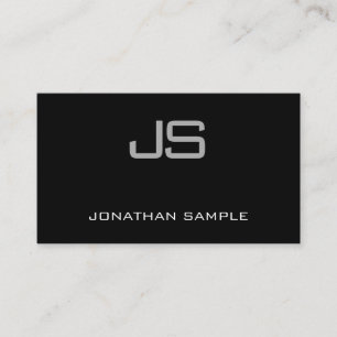 Elegant Monogram Modern Black And White Plain Business Card