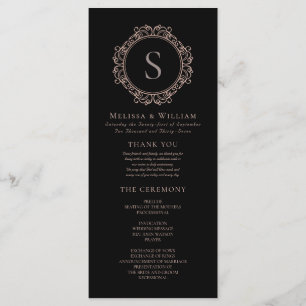 Elegant Monogram Modern Classic Black Wedding Programme