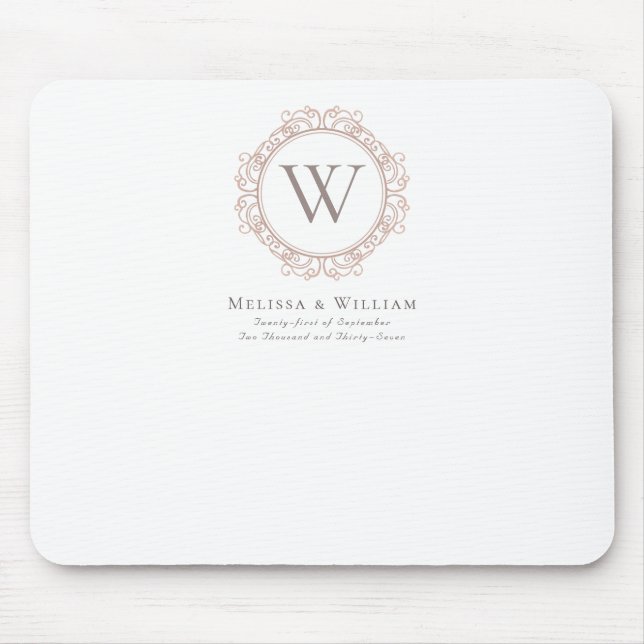 Elegant Monogram Modern Classic Wedding Mouse Pad (Front)