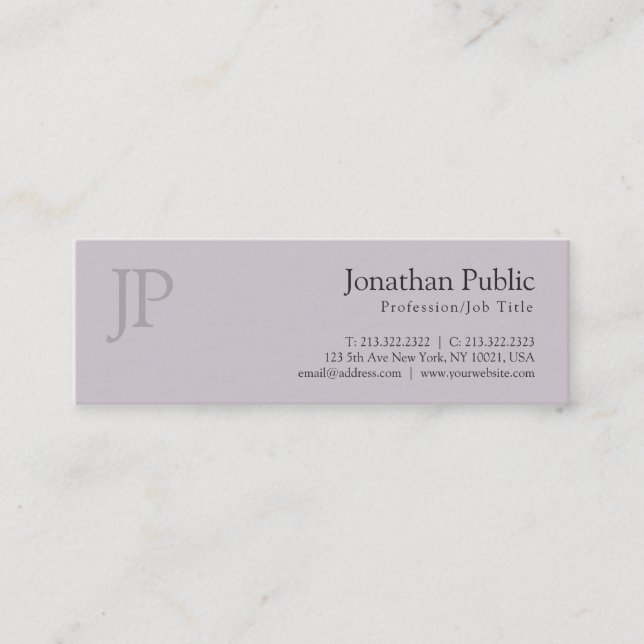Elegant Monogram Modern Design Salon Plain Mini Business Card (Front)